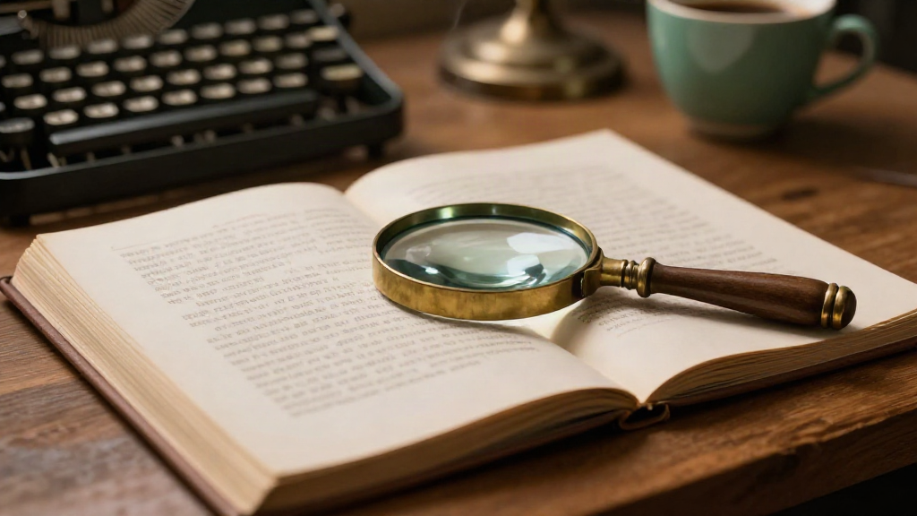A manuscript beside a keyboard and fountain pen on a warmly lit desk, with a paperback proof in the background.